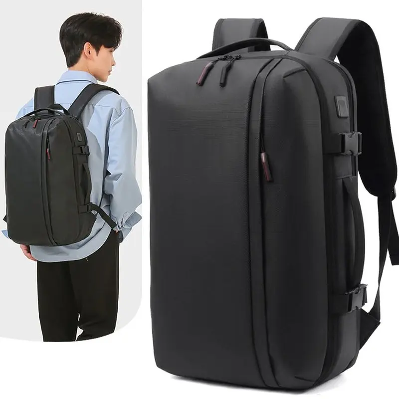 Men Hard Shell Laptop Backpack 180 Degree Opening Business Travel Bag With Side Handle Waterproof Rucksack For Daily Commute