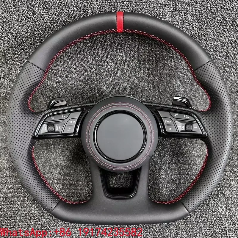 

ForCustom Black Leather Red Stitch M Sport Steering Wheel for B8 B9 R8 Q5 Q3 MK3 TTRS TTS MK2 S3 Car Accessories