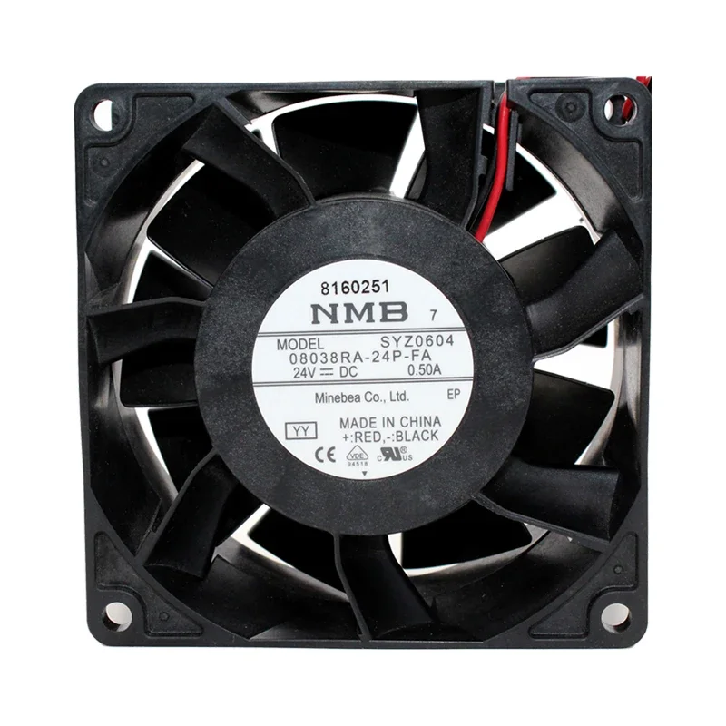 NMB-MAT 08038RA-24P-FA YY مروحة تبريد الخادم DC 24V 0.50A 80x80x38mm 2-wire