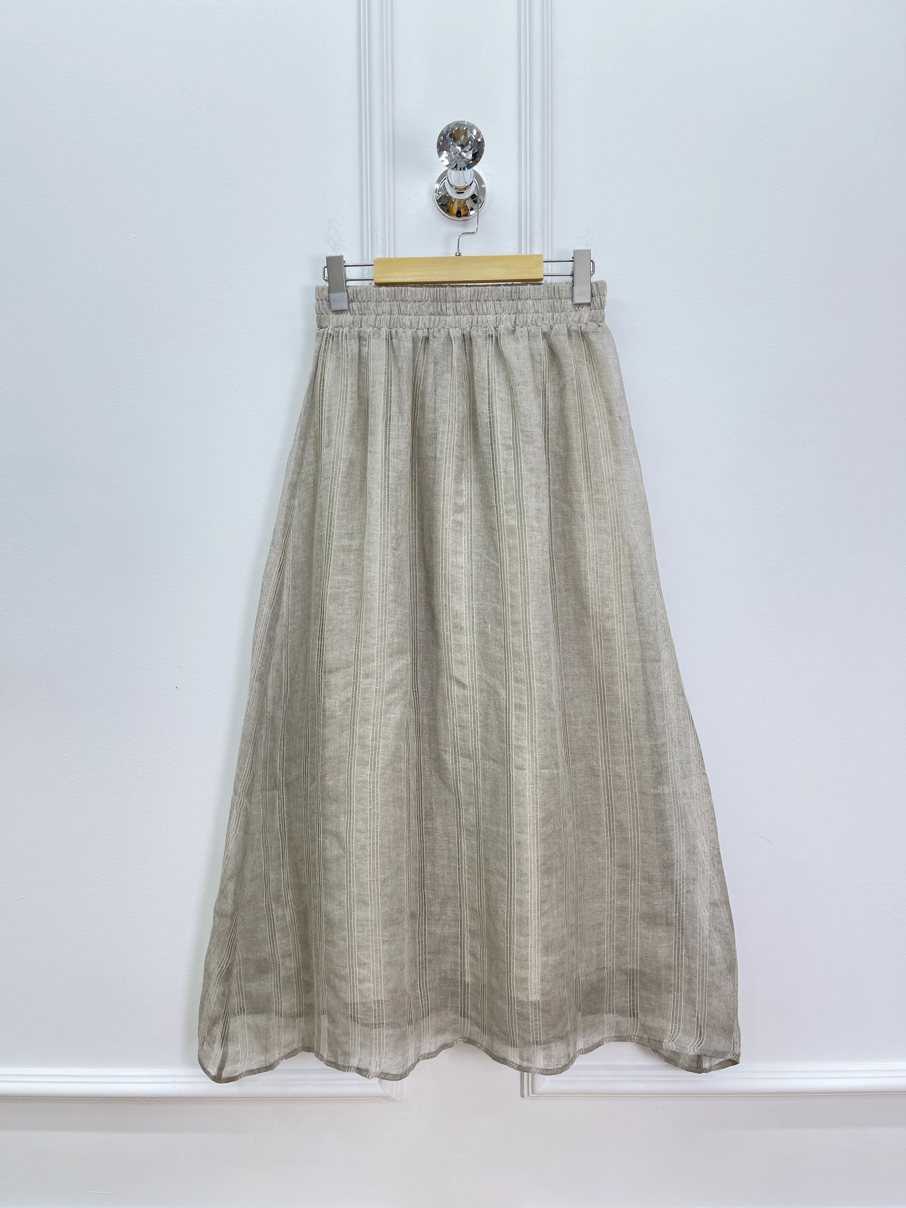 

2025 Summer New High Quality Fashion Commuting Linen Elastic Waist Skirt For Women