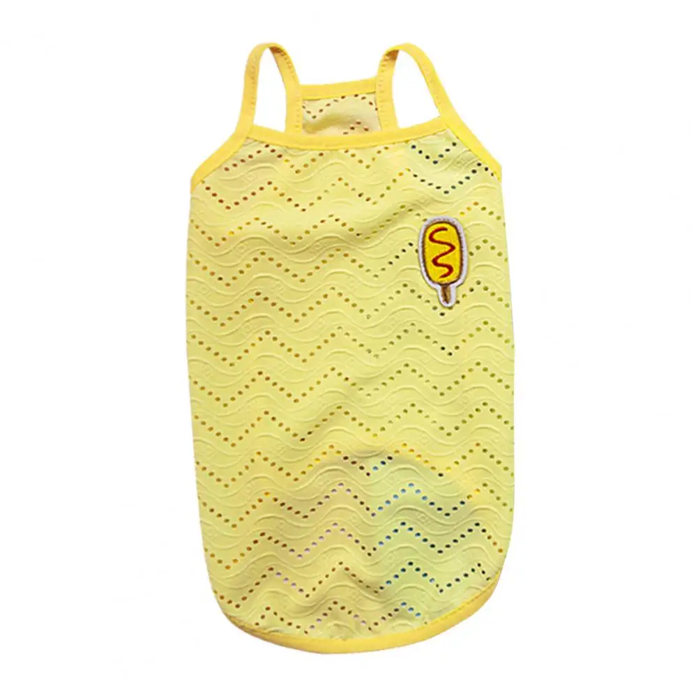 Sleeveless  Pretty Wave Pattern Summer Pet Dog Cat Sling Vest Thin Dog Shirt Cartoon Applique   Daily Wear