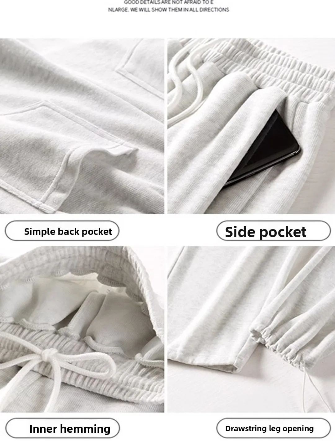 Cintura alta perna larga calças esportivas femininas solto ajuste branco ey primavera outono novo sle assimétrico comute sle calças compridas