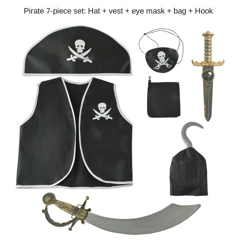 Costume da spettacolo di danza del giorno dei bambini accessori per costumi da pirata di Halloween coltello da pirata tuta da gioco per gilet da pirata per bambini