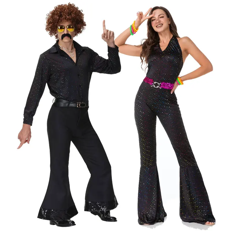 Costumes de cosplay de couple Chang pour hommes et femmes, Halloween, années 70, vintage, hipMED, festival de musique, tenues de fête