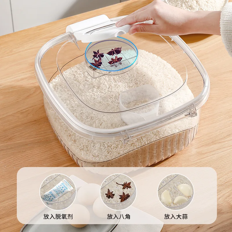 Kitchen Food Storage Containers Rice Bucket Insect and Moisture-proof Sealing Food Grade Flour Cereal Dog Food Storage Tank