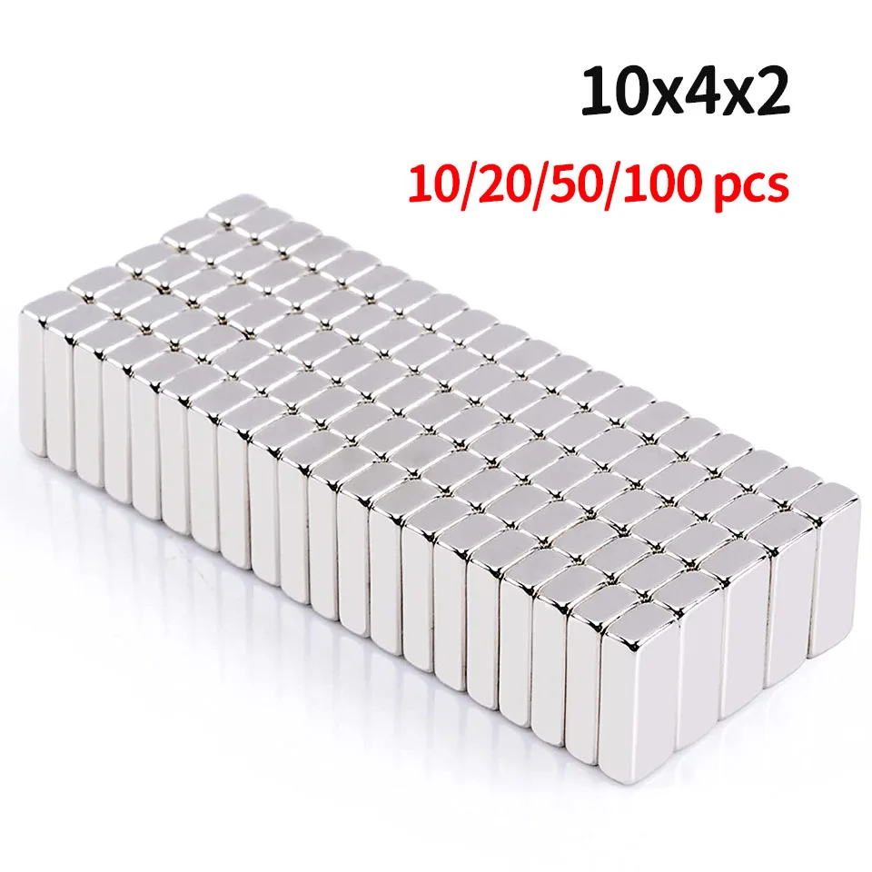 10-100pcs 10x4x2mm Neodymium Magnet N35 NdFeB Block Super Powerful Strong Permanent Magnets Small Square Iman Neodimio Potente