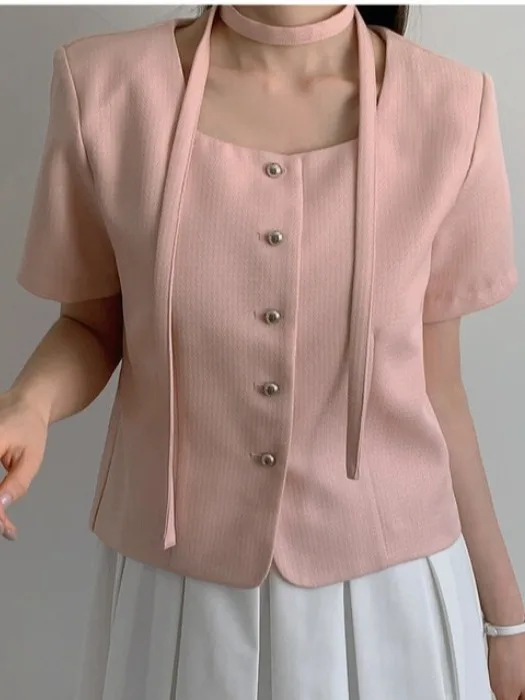 

Summer New Sle Loose Polyester Fiber Metal Button ort Coat for Women Ne Hanging Sa Thiened Outerwear