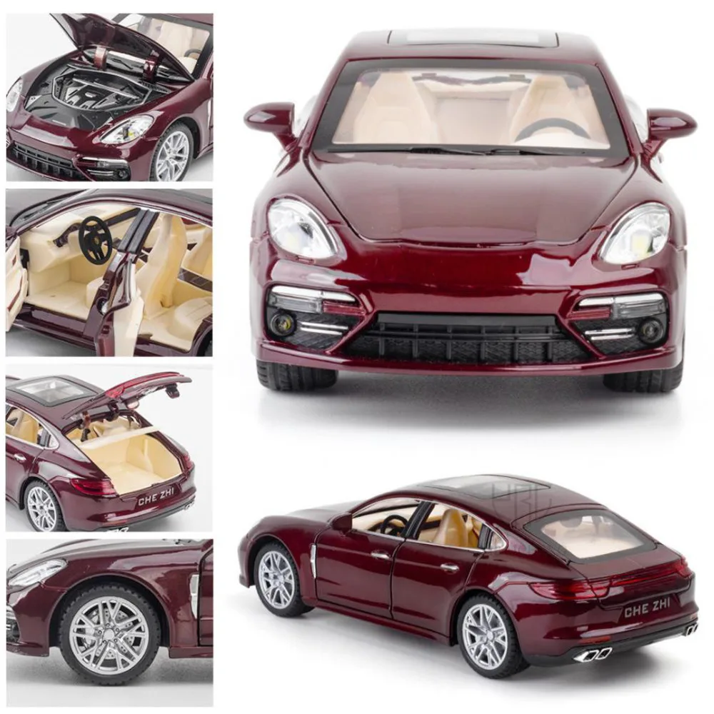 1/24 Panamera Simulation Car Model Toys Metal Diecast Alloy Vehicles Models With Pull Back Function Toys With Light And Sound