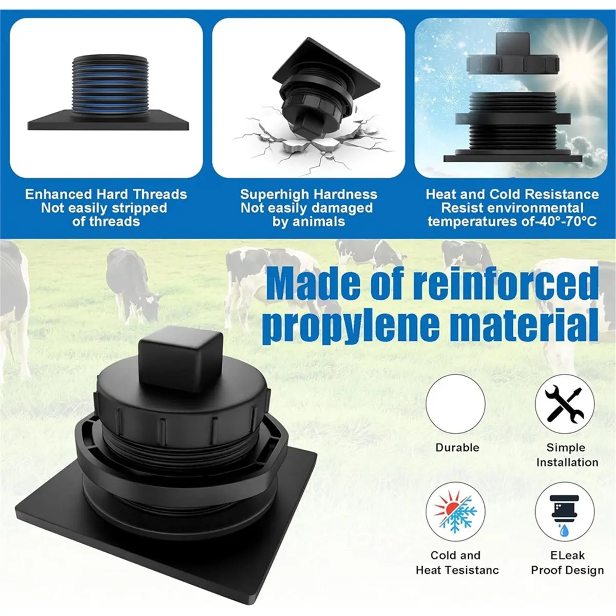 Stock Tank Drain Plug for 50 70 100 150 300 Gallon Stock Tanks, Float Valve Drain Replacement