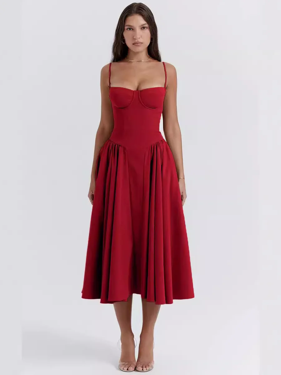 ハイウエストプリーツビスチェストラップドストリートスリム女性用ドクターサマー2025カジュアルハイウエストゴアードスカート