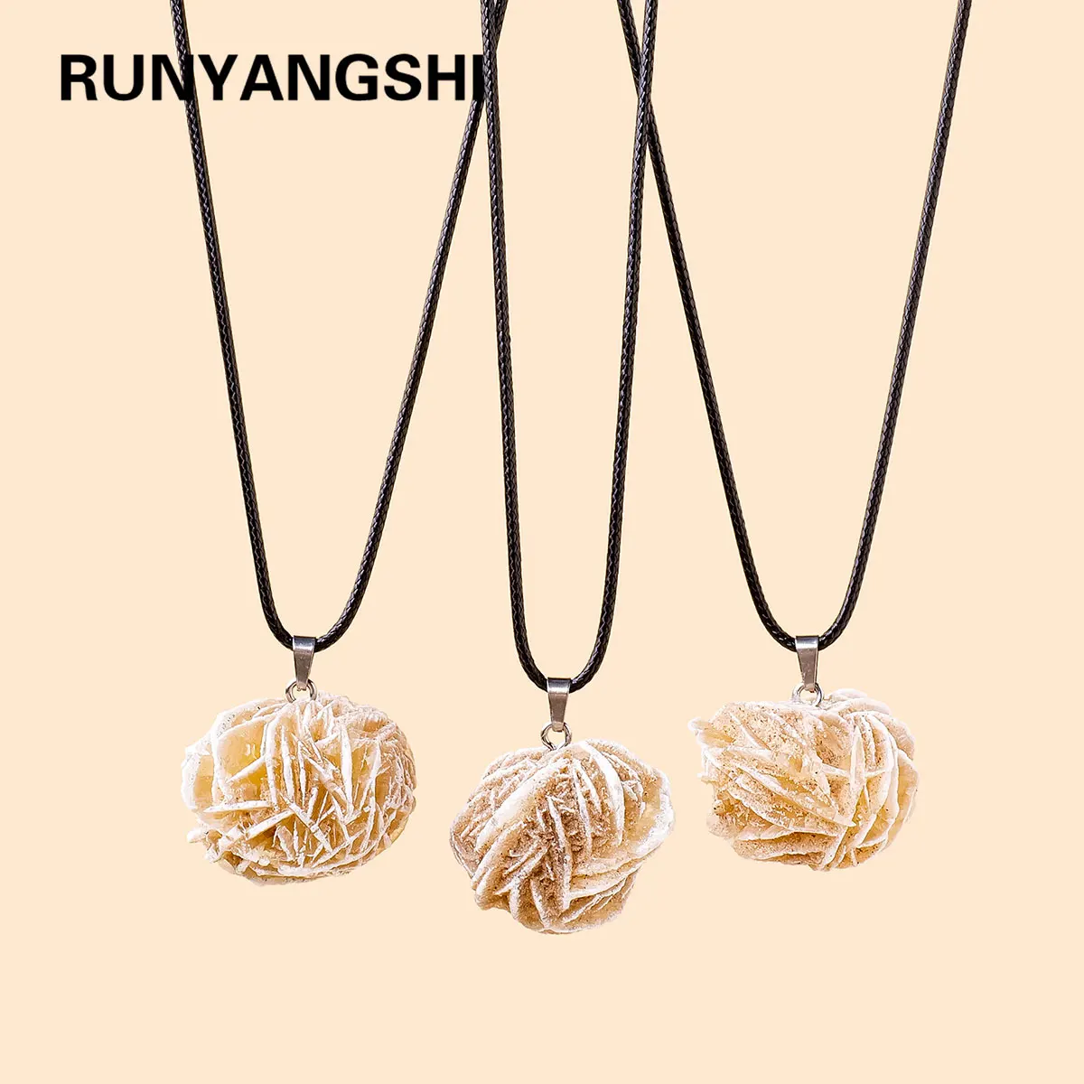 1pc Raw Stones Desert Rose Adenium Obesum Pendant Natural Quartz Crystal Reiki Healing Gem Mineral Specimen