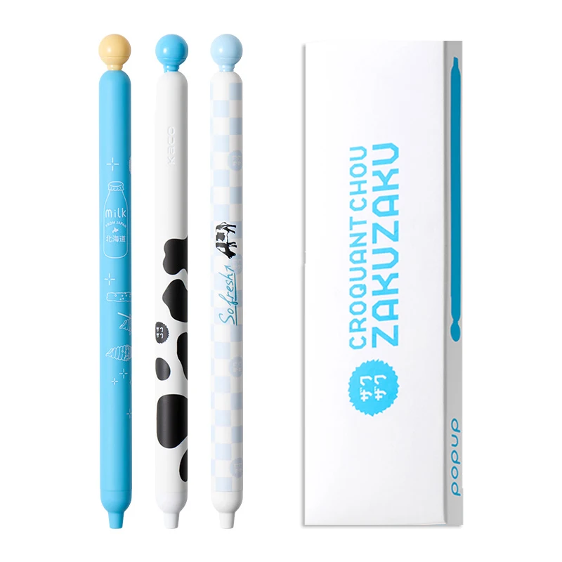 

KACO ZAKUZAKU Creative Gel Pen 3pcs/Set 0.5 Aesthetic Pen Tip Relaxing Fun Press Pen Back To School Writing Stationery Supplies