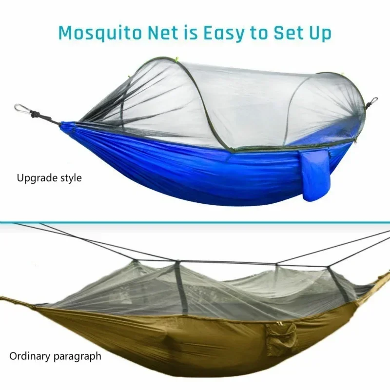 2023 Camping Hammock with Mosquito Net Pop-Up Light Portable Outdoor Parachute Hammocks Swing Sleeping Hammock Camping Stuff