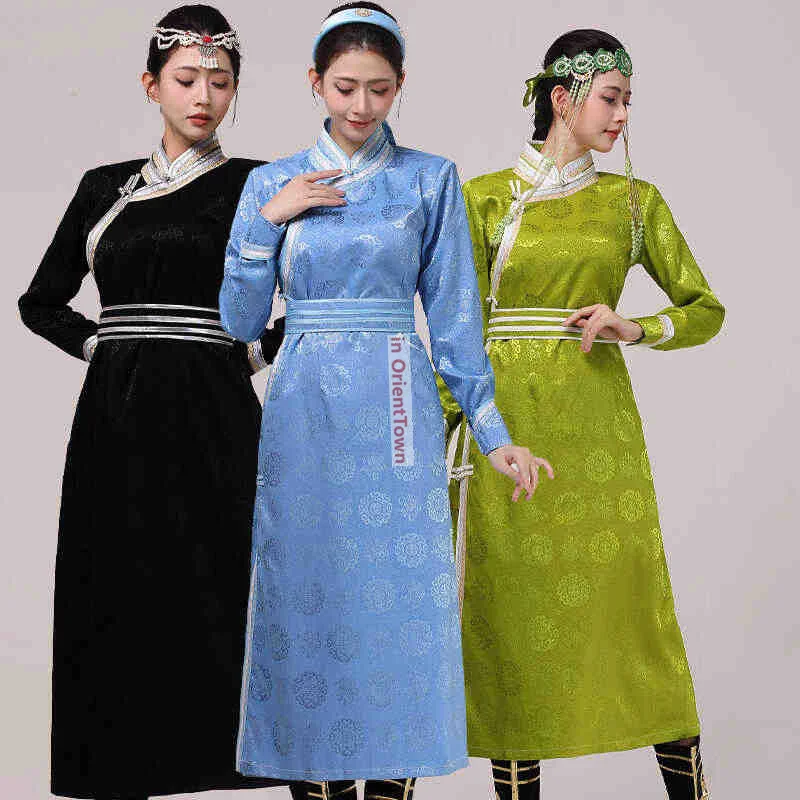 ملابس كاجوال منغولية سهلة المطابقة للفتيات، فستان نسائي للحياة اليومية، أداء طويل، رداء نسائي