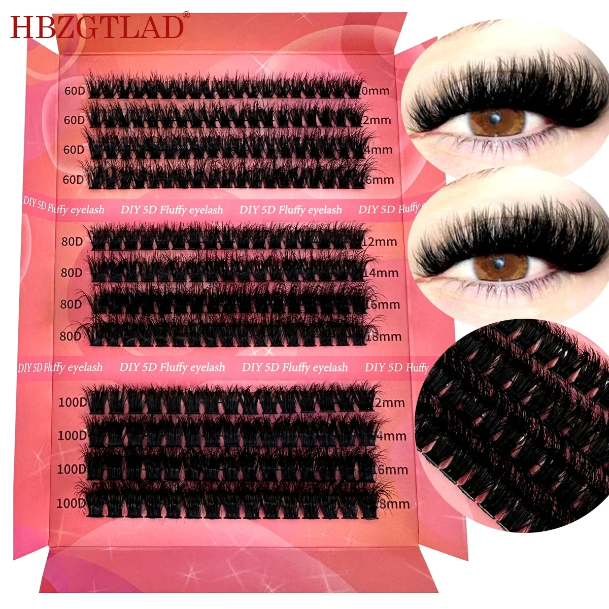 HBZGTLAD 12 Reihen 40-120 Stück Künstliche Wimpern, Natürliche Falsche Wimpern-Mischpackung, Flauschige Einzelwimpern für Wimpernverlängerung
