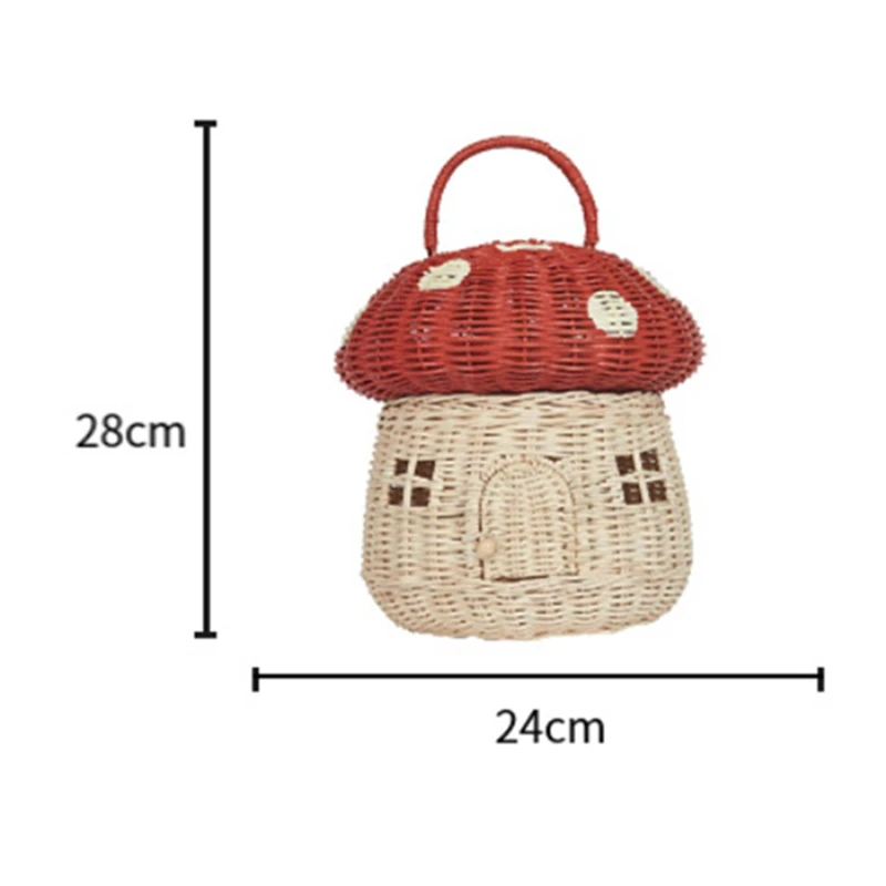 Handmade Rattan Mushroom-Shaped Storage Basket- Cute Handmade Handcrafted Gift Decoration Artwork Rattan