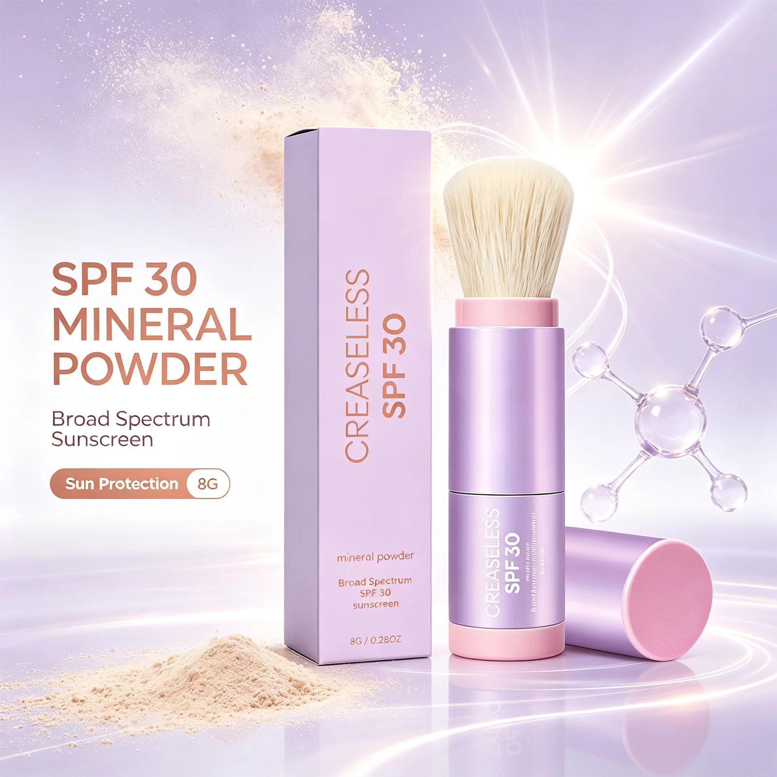 Portable Setting Powder Brush SPF30 Protection Soft Focus Blur Oil Control Invisible Mineral Finish Easy Touch Up Face Makeup 8g