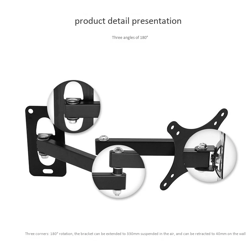 Universal Wall Mount Stand for 14-27inch LCD LED Screen Height Adjustable Monitor Retractable Wall for VESA Tv-B