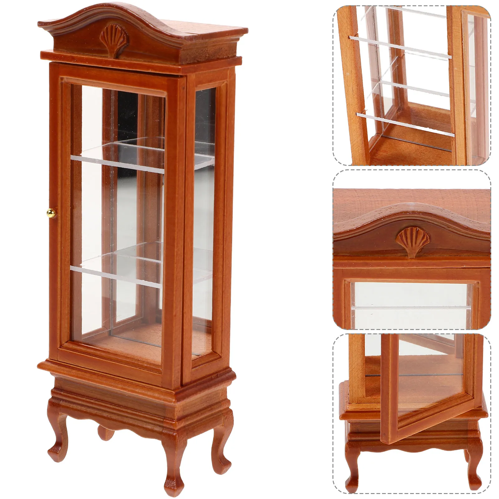 

1:12 Scale Wooden Dollhouse Cabinet Arched Top Miniature Furniture for Living Room Kitchen Decor Display Shelf Mini House