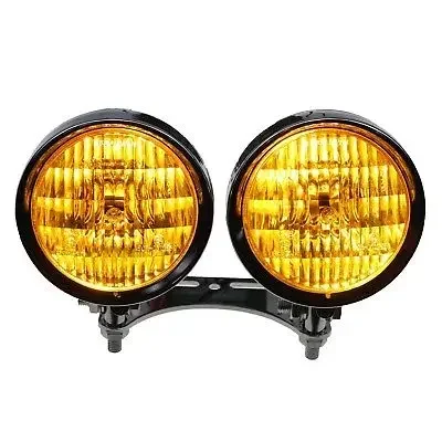 

Amber Bottom Mount Dual Metal Headlight Cruiser Chopper Vintage Retro Custom CB