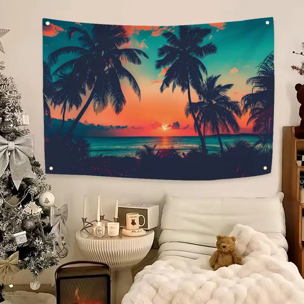 Iconic Landmark Hawaii Beach Flags Aesthetic Wall Hanging Flag Banner Bedroom Living Room Home Decor Large HD