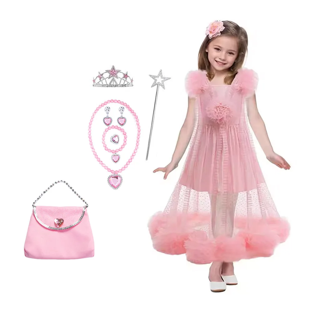 

Pink Girls Princess Dress for 3-10years Girls Wicked Halloween Dress and accessories Birthday Party Movie Carnival Cos Outfits
