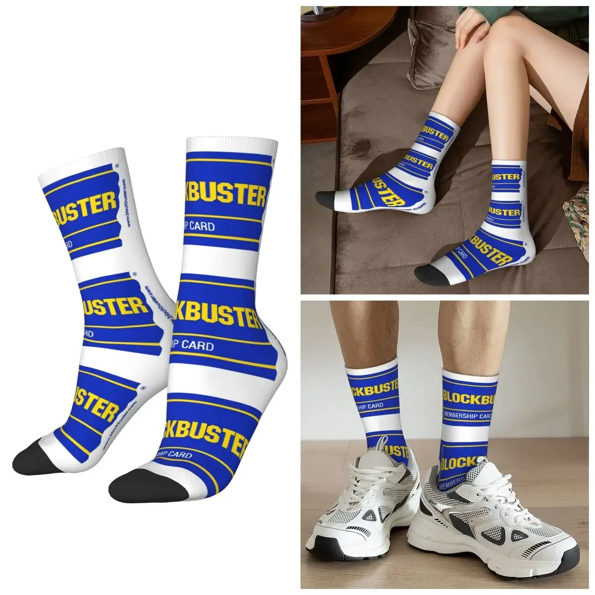 

All Seasons Blockbuster Membership Card Socks Harajuku Crew Socks High Quality Stockings for Men Women Valentine's Day Gifts