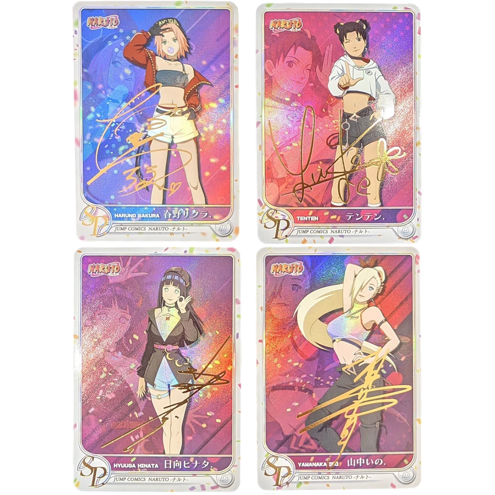 

4Pcs/set Naruto Flash Cards Signature Card ACG Kawaii Hyuga Hinata Haruno Sakura Game Anime Collection Card Gifts Toys