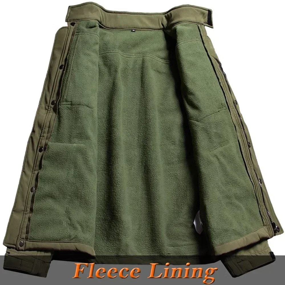 Conjunto táctico de piel de tiburón para hombre, traje militar de invierno, chaquetas impermeables a prueba de viento, pantalones de carga de lana