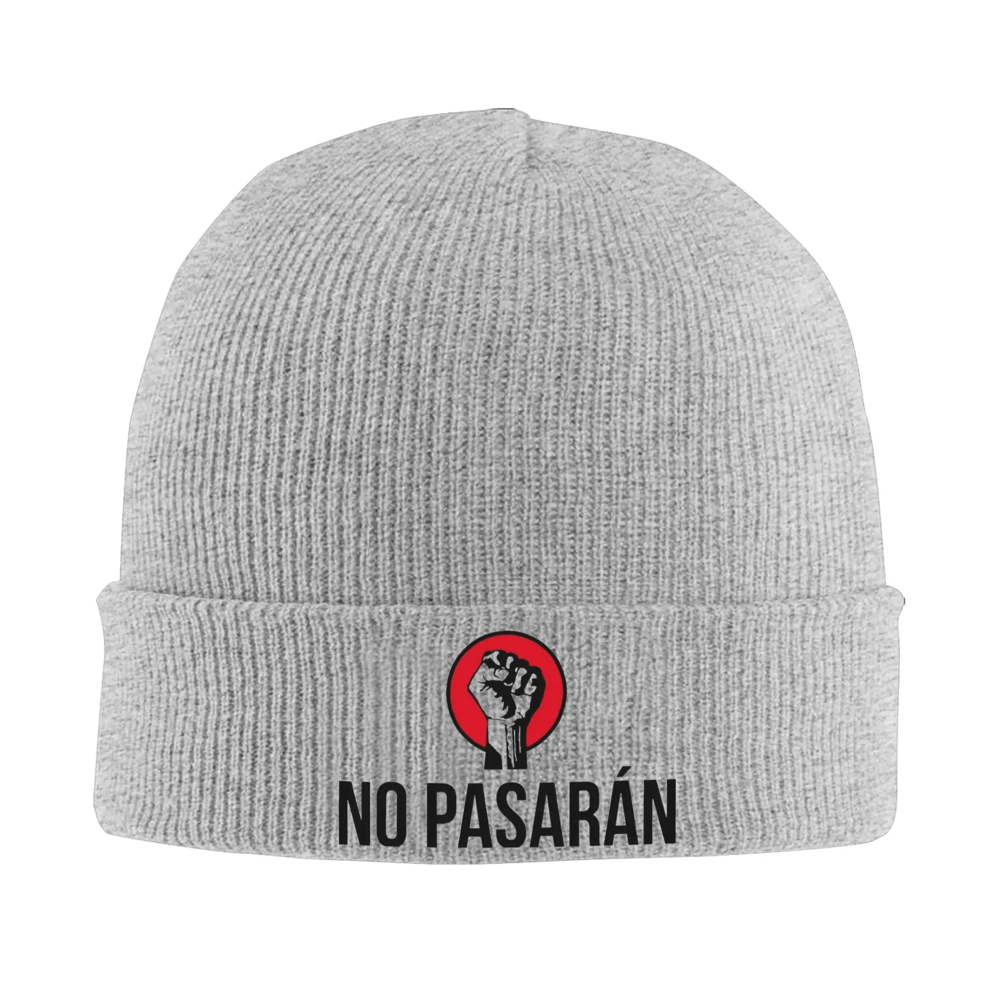 No Pasaran Antifascista Resist 2026 Knitted Caps Skullies Beanies Autumn Casual Hat Acrylic Spanish Not Pass Hip Hop Melon Cap