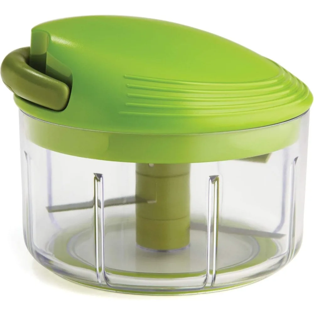 

Green Manual Food Processor with Cord Mechanism, 2-Cup Capacity for Easy Chopping