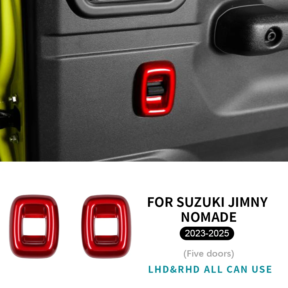 

For Suzuki Jimny Nomade 5-Doors 2023 2024 2025 Car Rear Door Window Switch Sticker ABS Carbon Fiber Glossy Black LHD RHD