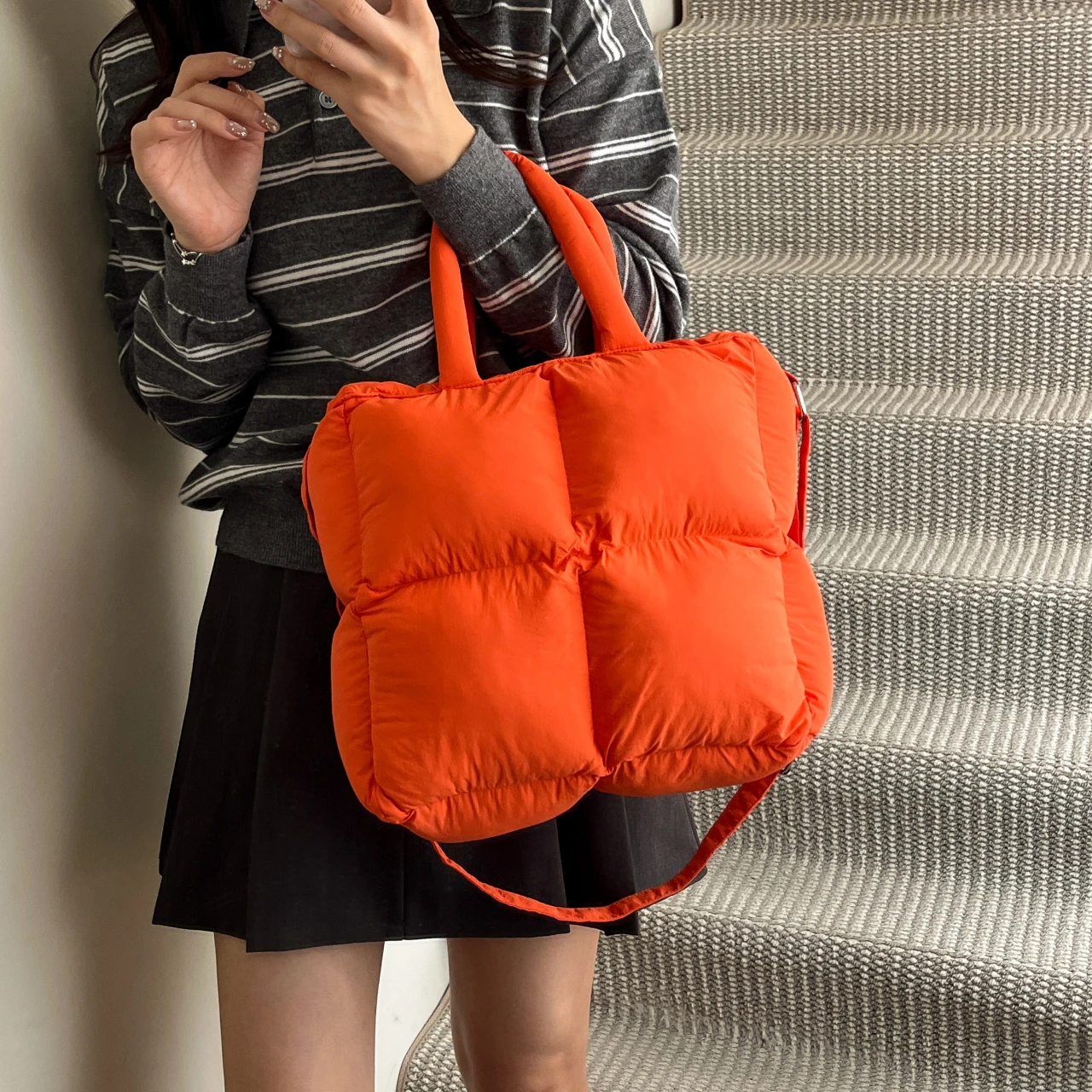 

Модная стеганая сумка на плечо, женская дизайнерская пышная сумка и кошелек, 7 цветов, космическая хлопковая сумка, нейлоновая сумка для покупок большой вместительности