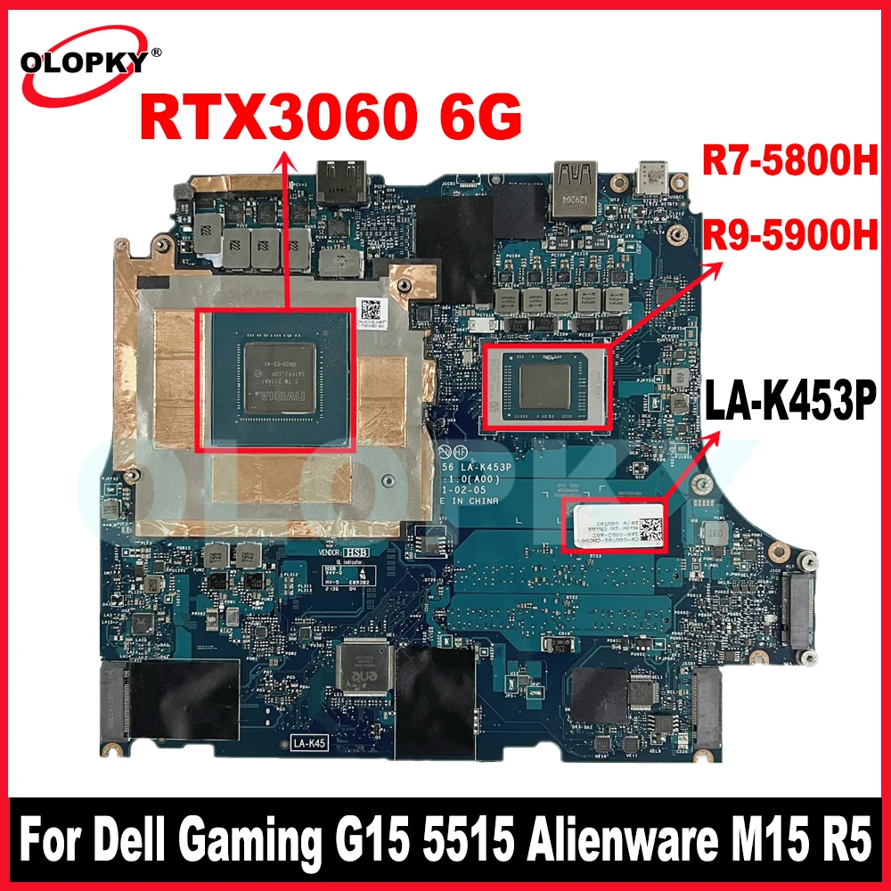 

LA-K453P with R7-5800H R9-5900H CPU RTX3060 6G GPU for Dell Gaming G15 5515 Alienware M15 R5 laptop motherboard 0F8CRX 06W7NY