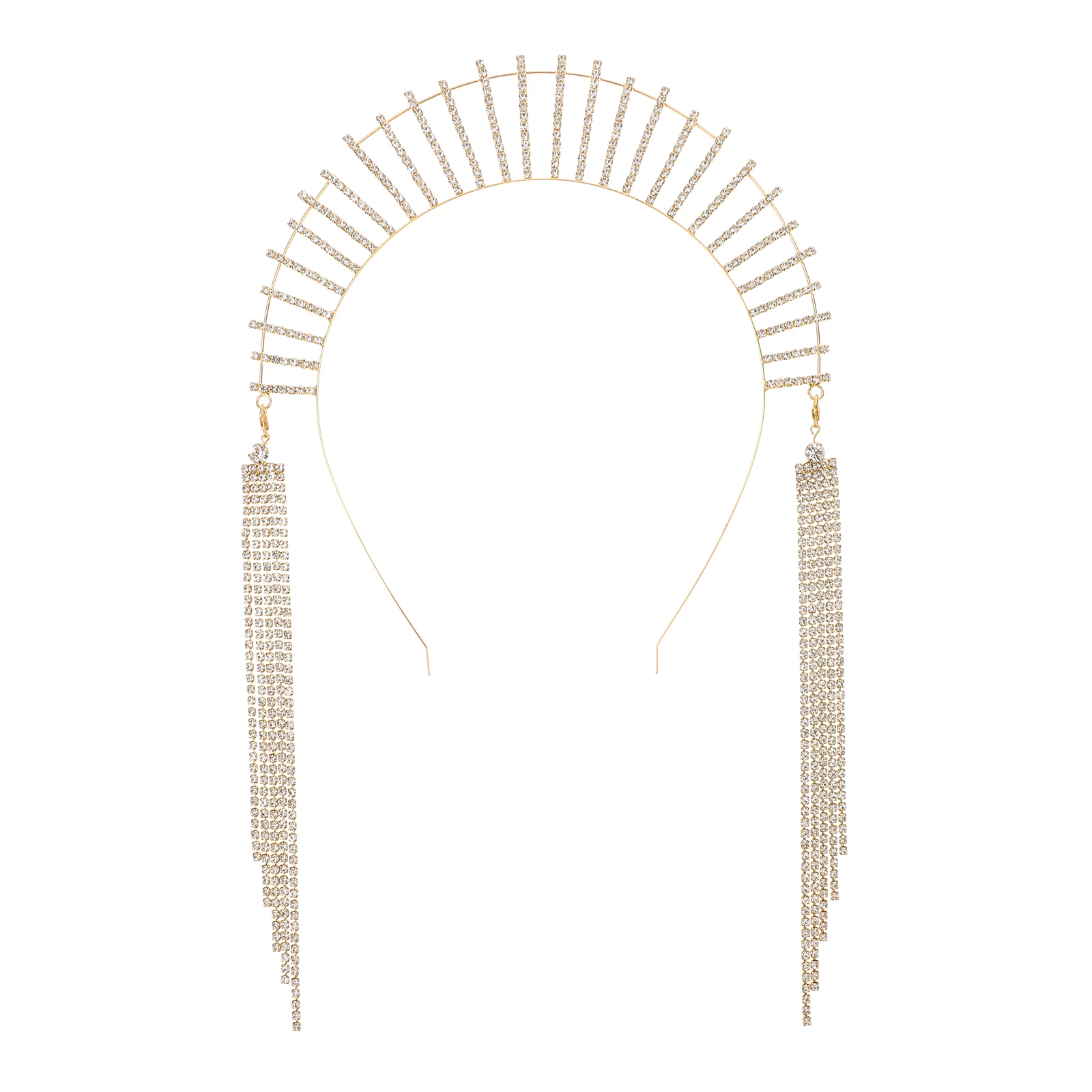 

Rhinestone Tassel Headb Hair Accessories Women Chain Headwear Long Crown Bridal Party Prom Hair Tool Rhinestone Makeup