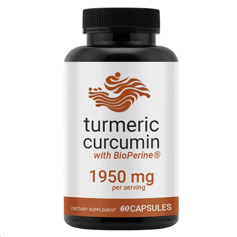 95% nutrientes de curcumina, 1950 mg por porção. Suplemento de cúrcuma de alta qualidade com 60 cápsulas de alta absorção Bioperine