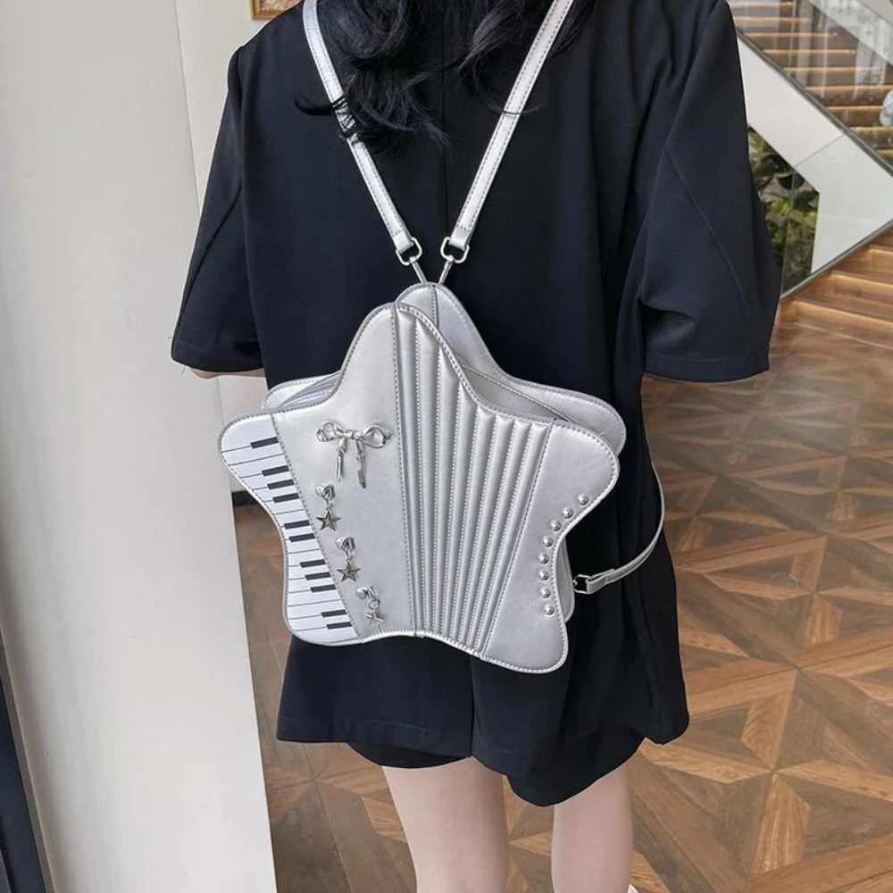 

Y2K Girls Backpacks Fashion Funny Pentagram Shoulder Crossbody Bags Rivet Black Sweet School Bag Jk Large Capacity Handbags