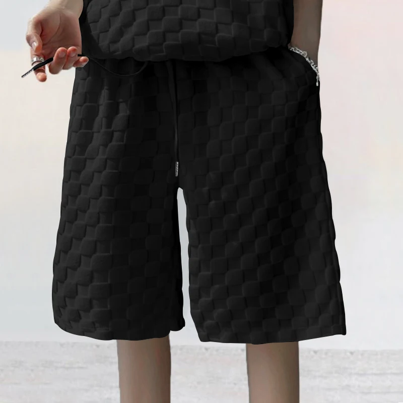 New Men\'s Casual Home Shorts Breathable Soft Checkerboard 3D Printing Shorts Hip Hop High Street Streetwear