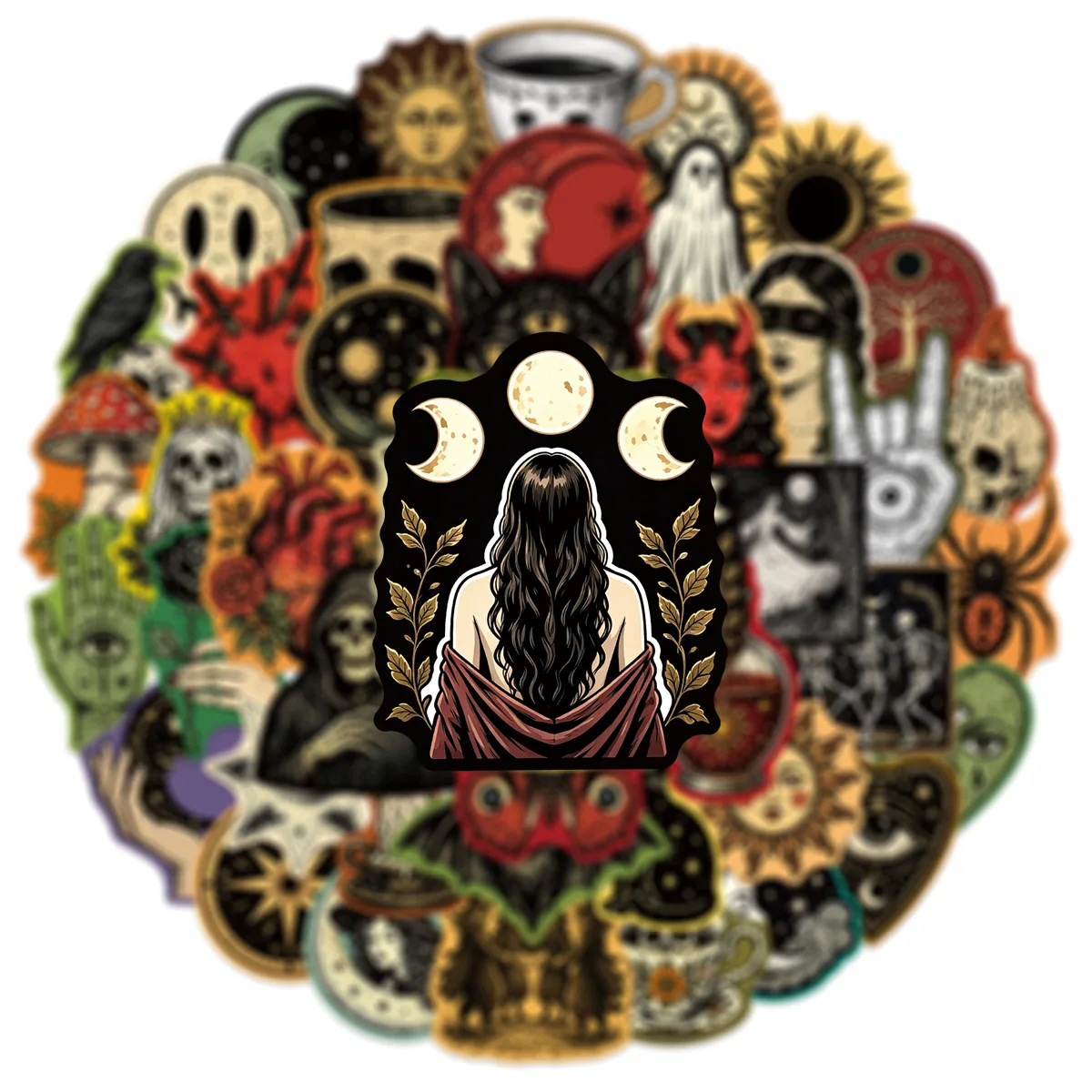 50 Stück Vintage Gothic Ästhetische Graffiti-Aufkleber Wasserdichte Vinyl-Sticker für Gitarre, Notizbuch, Gepäck, Laptop – Detail 2