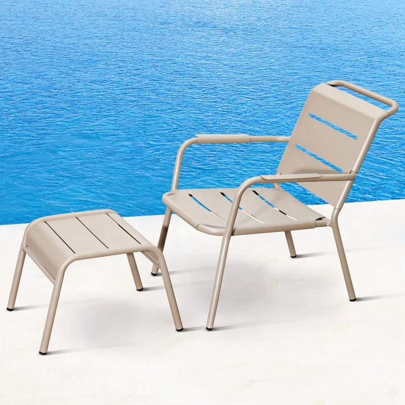 

Modern Leisure Beige Patio Balcony Armchairs Furniture Outdoor Restaurant Garden Yard Aluminum Chair Set for Outside
