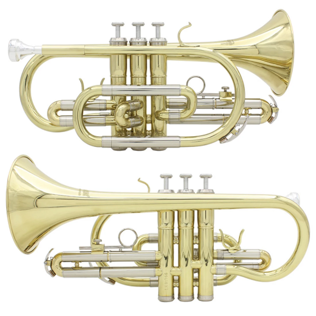 SLADE Pocket Trumpet Brass Bb Gold Lacquer Mini Trumpet with  Mouthpiece Case Strap Gloves Cleaning Kit  for Students Beginners