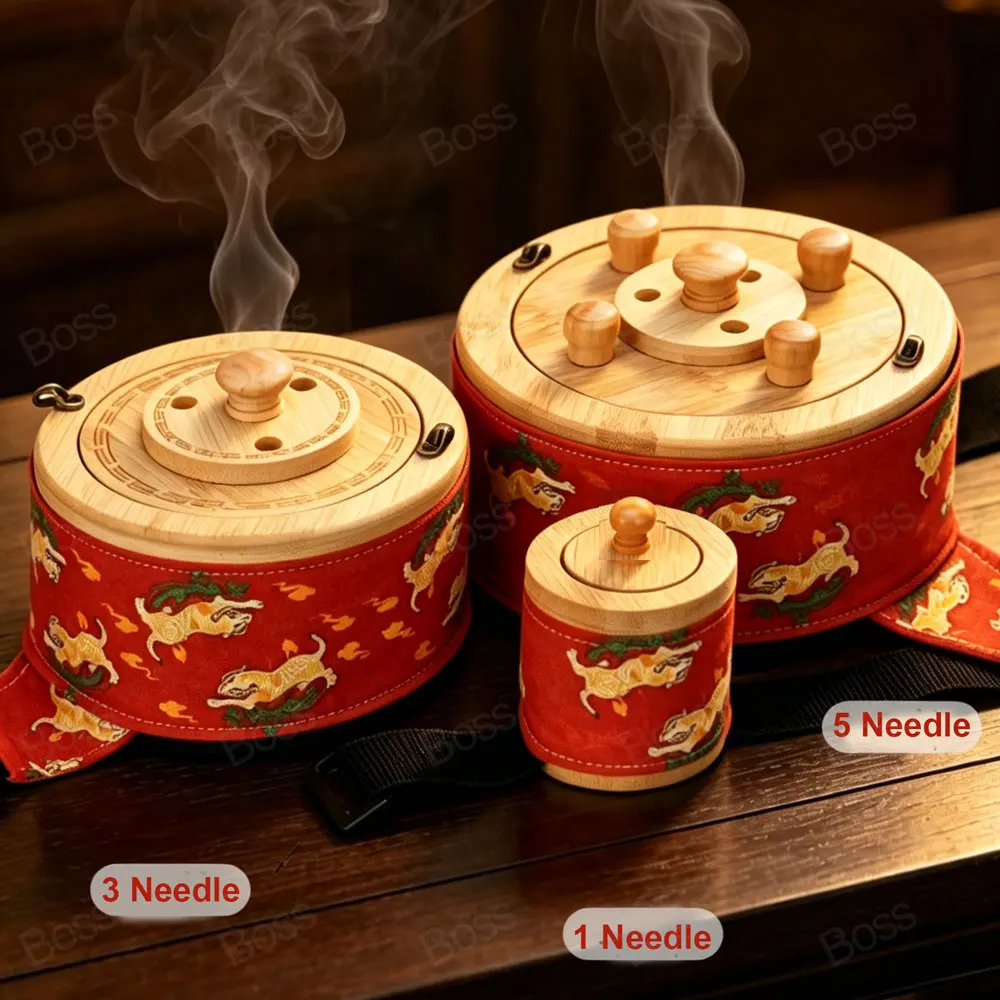 New Design Bamboo Moxibustion Box Low-Smoke Moxa Jar Moxa Stick Burner Moxibustion Box Holder for Traditional Chinese Medicine image 3