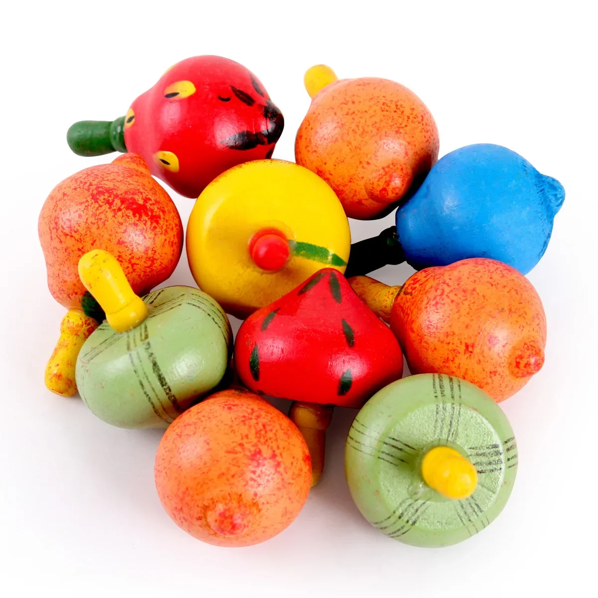 

Mini Fruit Hand Rotation Gyro Wooden Spinning Top Shape Color Cognition Funny Game Montessori Classic Toy Children Small Gift