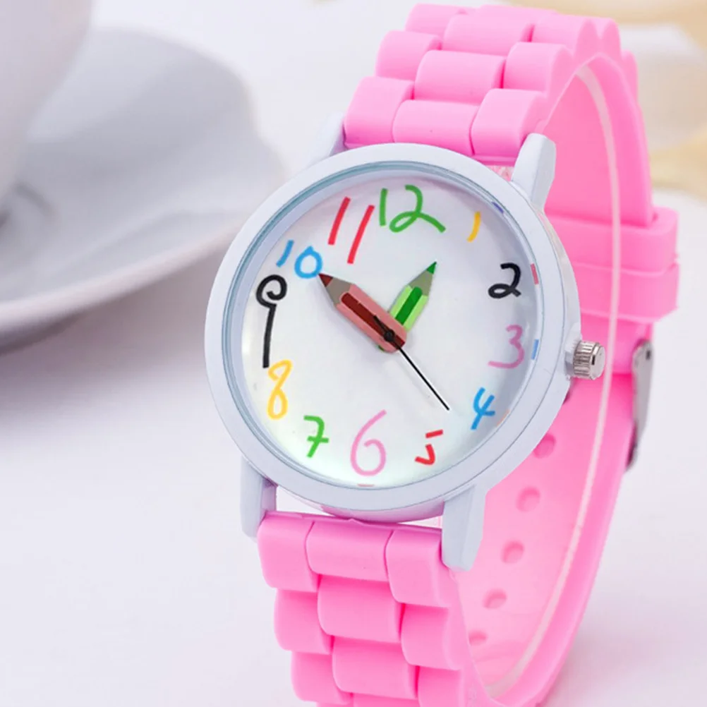 

Watches Pink Cartoon Quartz Wristwatch For Pencil Design Adjustable Strap Cartoon Watch Watch For