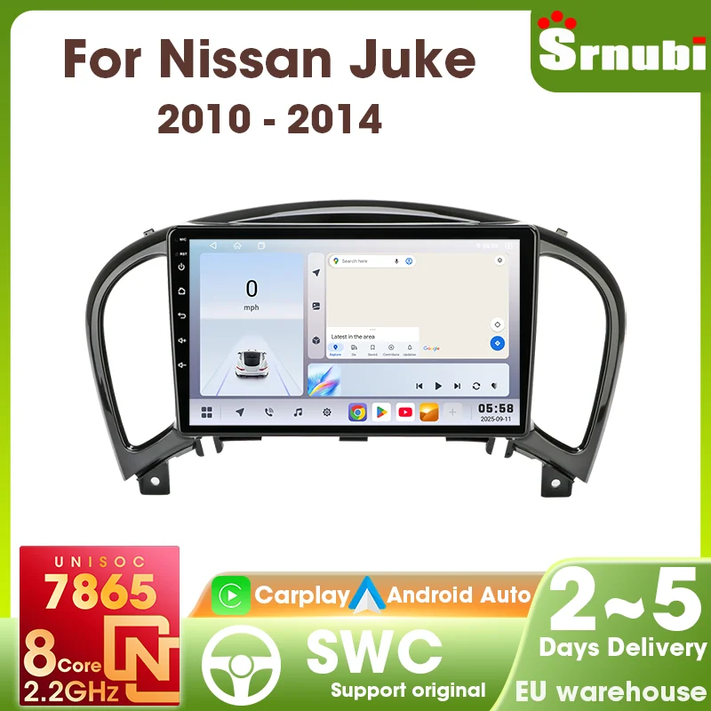 Autoradio 2 Din Carplay Android Auto pour Nissan Juke YF15 2010-2014, lecteur vidéo multimédia, navigation GPS, UIS7865, 8 cœurs, 4G, WIFI, DSP, Bluetooth 5.4, écran d'affichage, éclairage des boutons, FM AM