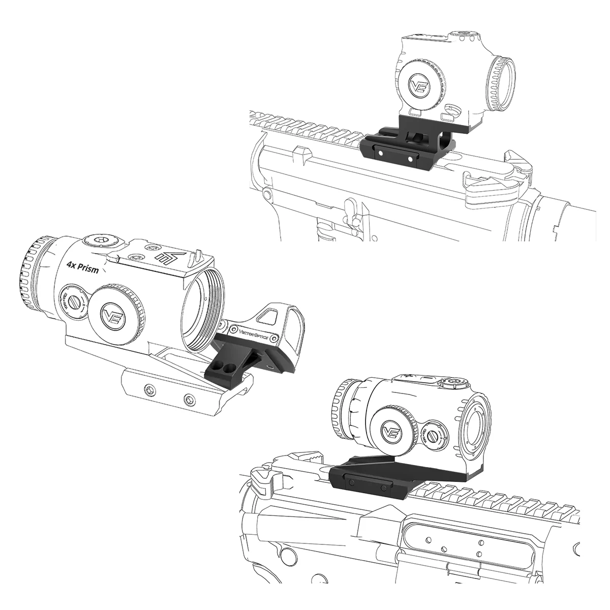 Vector Optics Low/Riser/ Red Dot Sight Offset PicatinnyMount Compatible with T1/T2,for Paragon Prism,Maverick & Scrapper Series