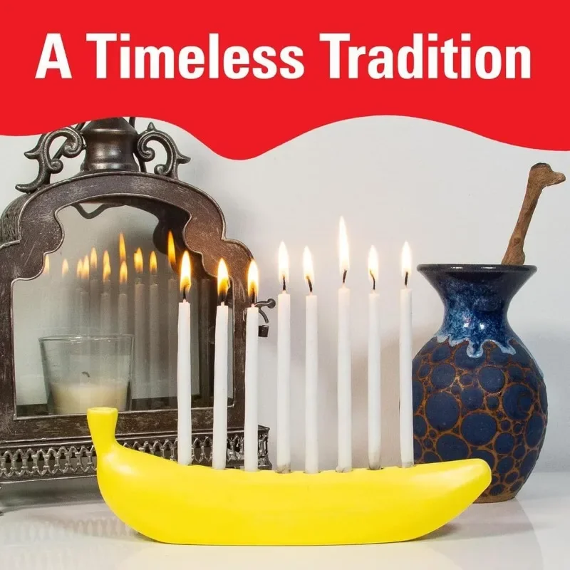 Причудливый банан, менора, канделябр из смолы, декор для Хануки, 9, подсвечник, еврейская праздничная традиция, забавный художественный коллекционер Иудаики