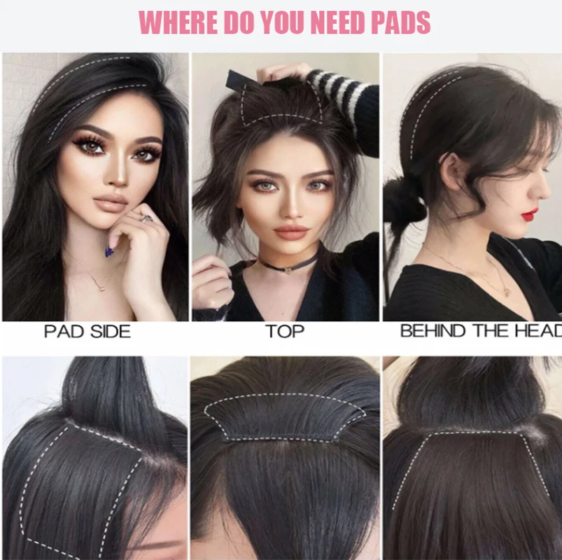 Synthetic Short Hair Pieces Invisible Clip in Hair Pad High Hair Pieces in Hair Extension Fluffy Natural Fake Hairpieces