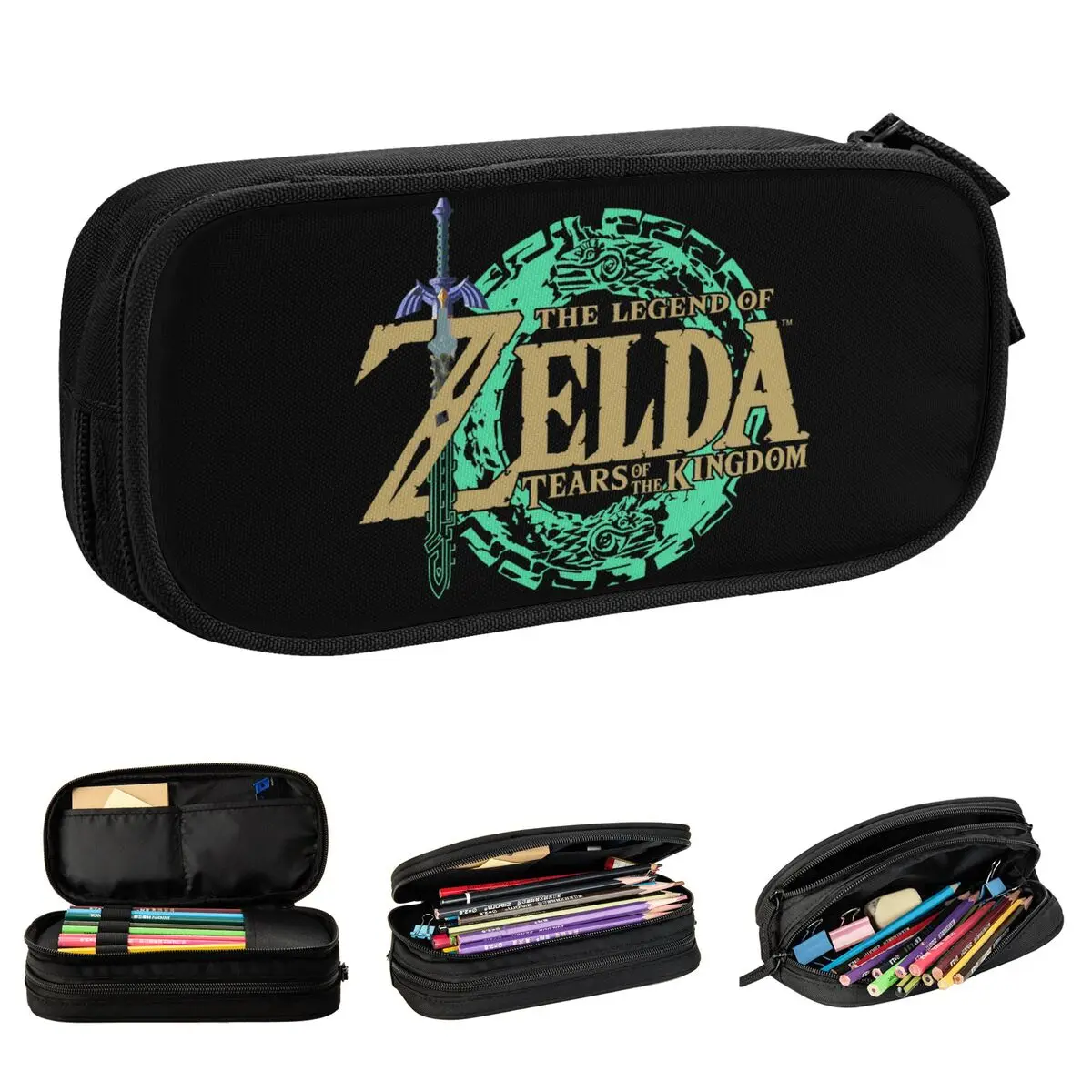 jogo criativo zeldas legend pencil cases pen holder para criancas grande capacidade bolsa para estudantes presente de papelaria escolar 01