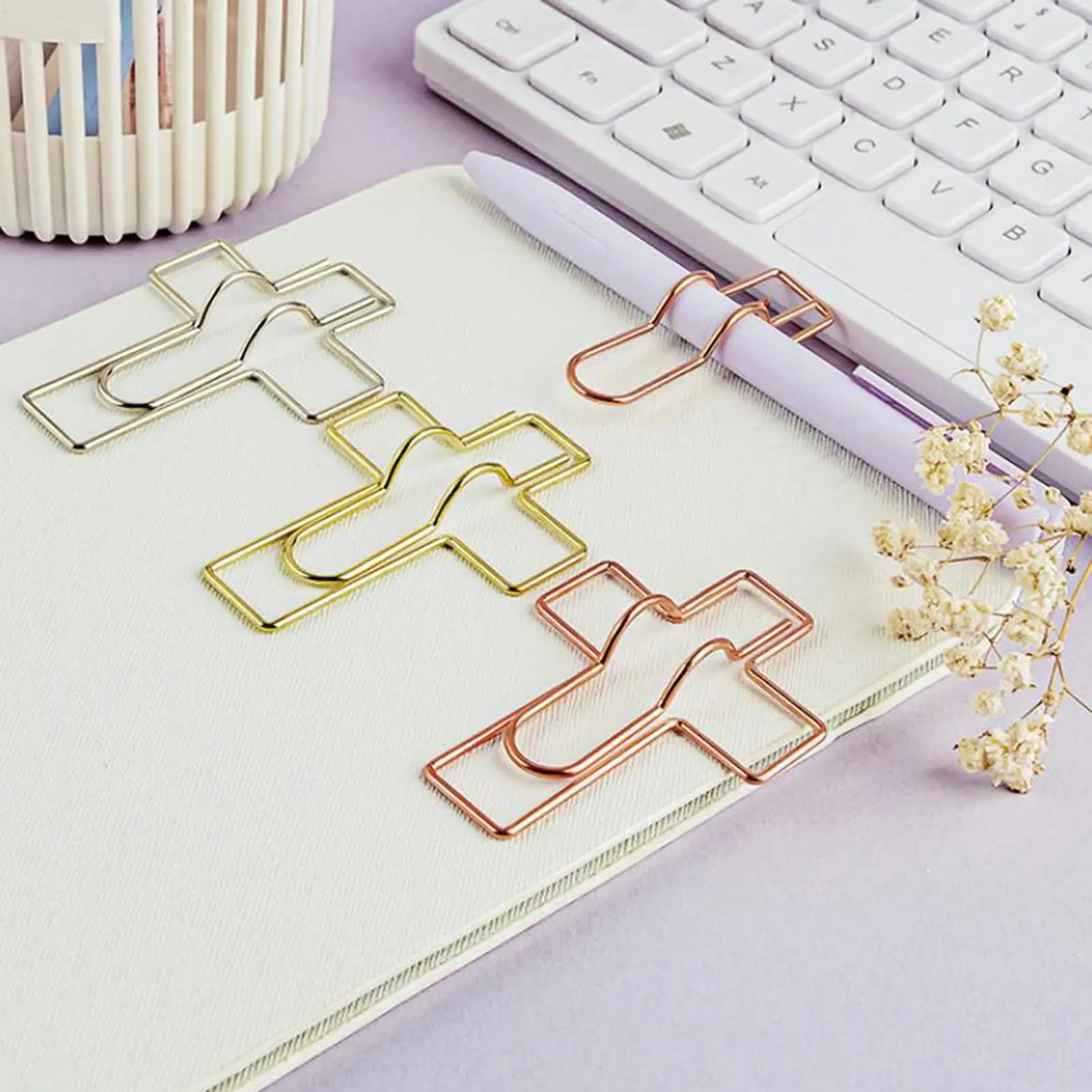 مشبك قلم للمحمول 10 قطع قابلة لإعادة الاستخدام معدنية ملونة منظم مجلة مقاطع قلم رصاص منظم القلم للطلاب المسافرين في المنزل #2